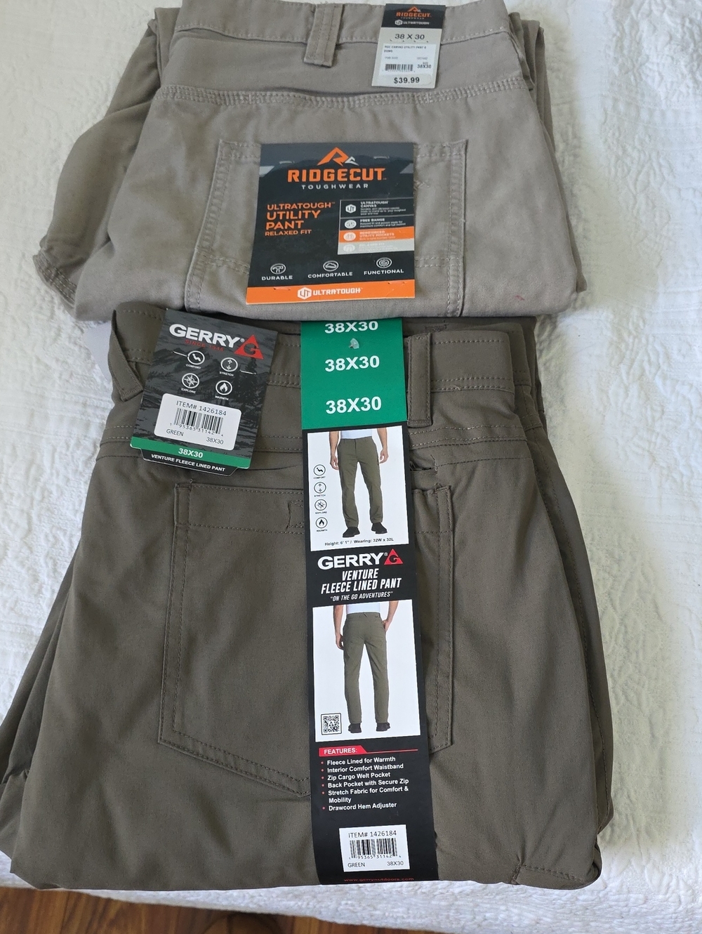 Two Pants Gerry Weber Venture Fleece-Lined Cargo Pants in Olive/Tan